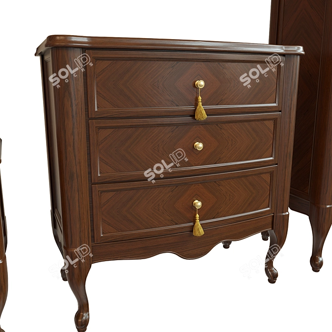 Solid Wood Chest of Drawers 3D model image 2