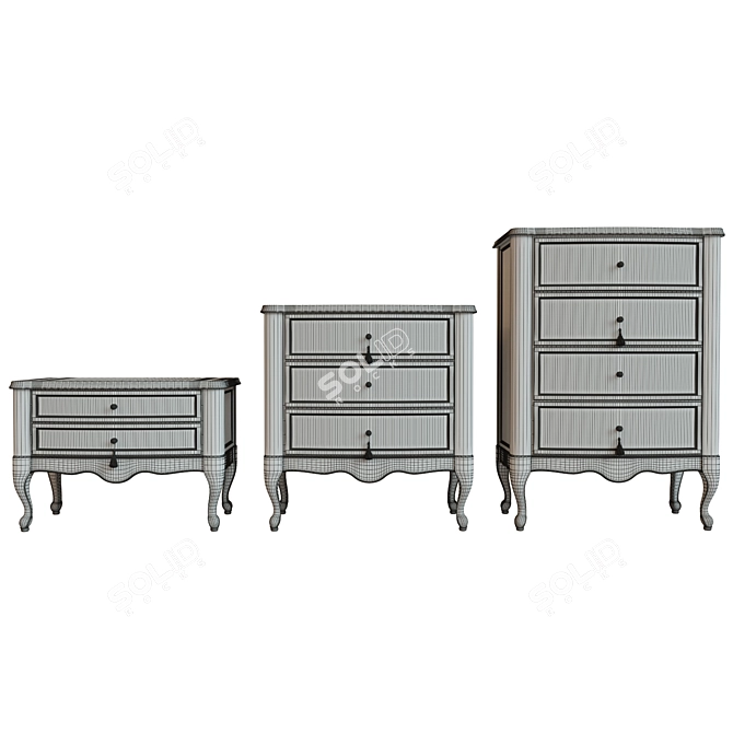 Solid Wood Chest of Drawers 3D model image 3