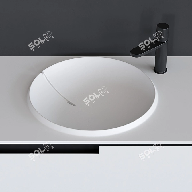 Breccia: Flumood® Washbasin with Integrated Countertop 3D model image 2