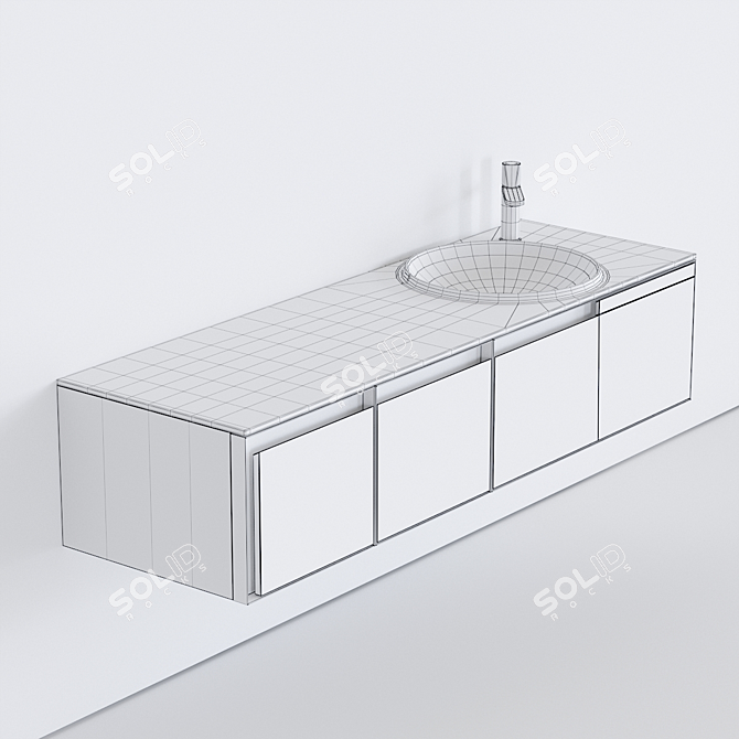 Breccia: Flumood® Washbasin with Integrated Countertop 3D model image 3