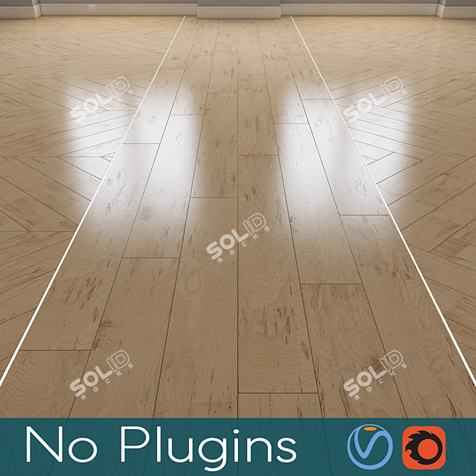 Elegant Oak Wood Floor 3D model image 1