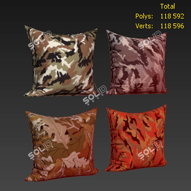 Camouflage Cotton Decorative Pillow Set 3D model image 2