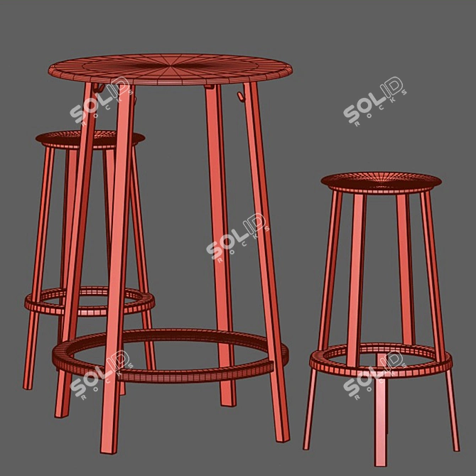 Sleek Revolving Chair & Table 3D model image 3