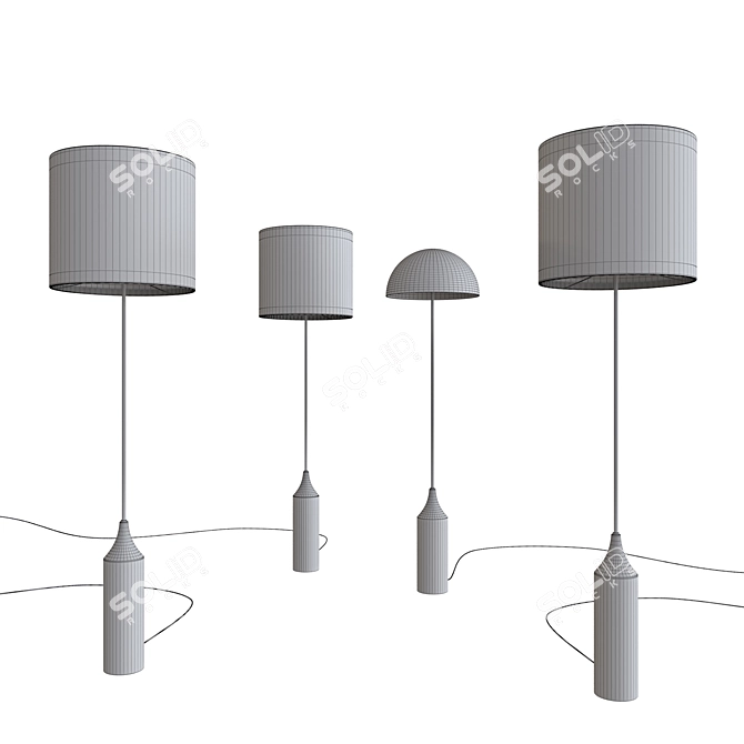 Title: Vintage-inspired Hudson Floor Lamp Set 3D model image 2