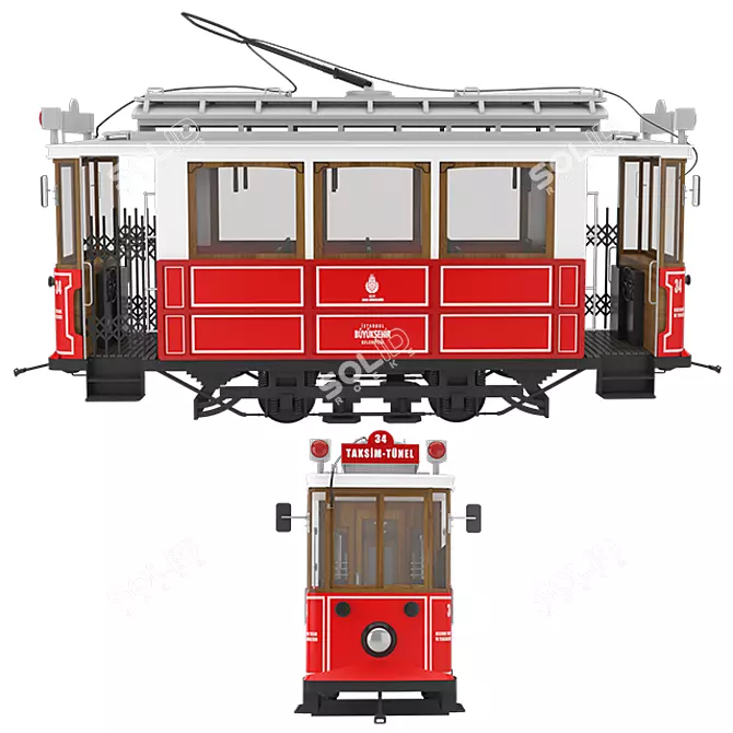 Retro Ride: Taksim Nostalgic Trem 3D model image 2