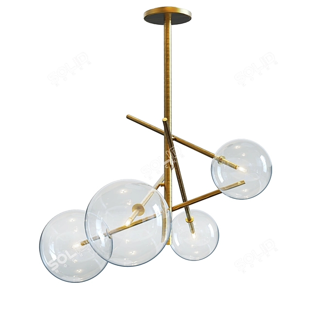 Bolle LED Pendant Lamp with Blown Glass Spheres 3D model image 1