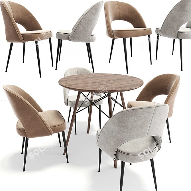 Sleek Modern Dining Chairs Set 3D model image 1