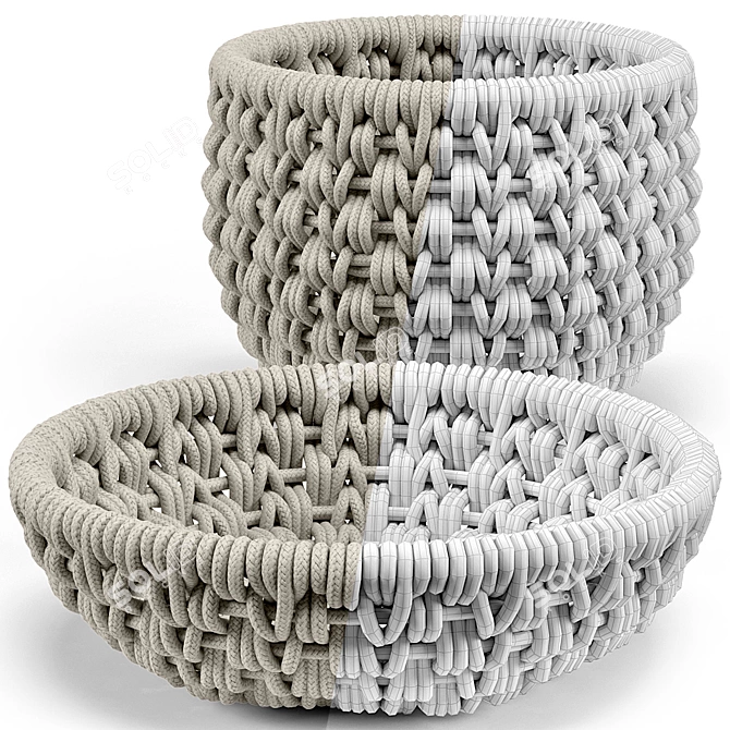 Sycamore Basket Set: Stylish Storage Solution 3D model image 3