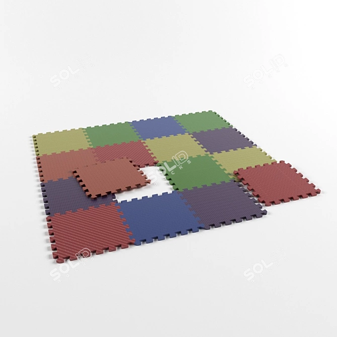 Playful Elements: Kids Rug 3D model image 1