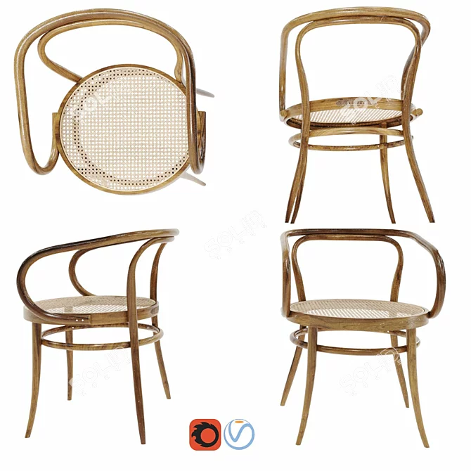 Stylish Thonet Chair Collection 3D model image 2