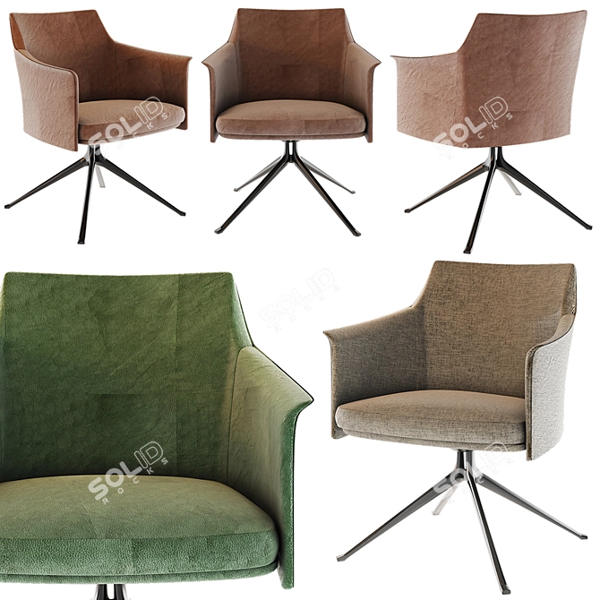 Poliform Stanford Bridge Chair: Vintage Leather Elegance 3D model image 1