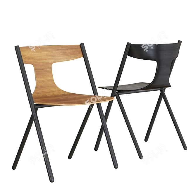 Sleek Plywood Stackable Chair 3D model image 1