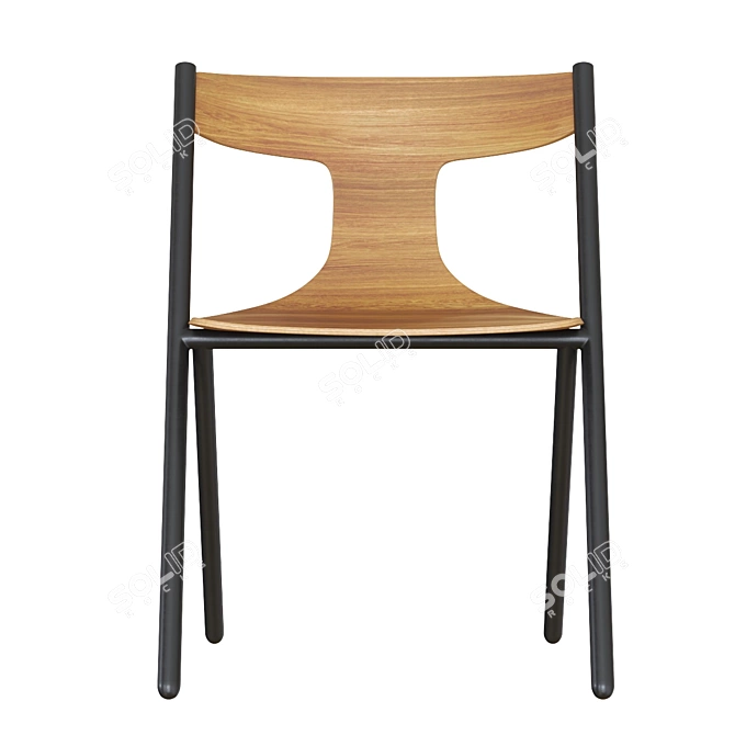 Sleek Plywood Stackable Chair 3D model image 2