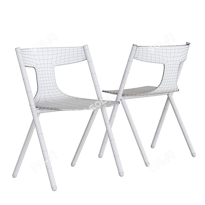 Sleek Plywood Stackable Chair 3D model image 3