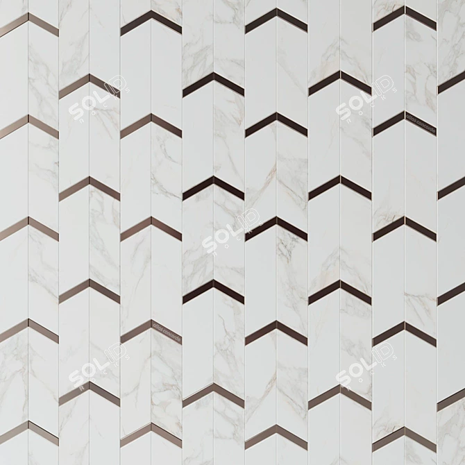 Elegant Chevron Wall Tile 3D model image 2
