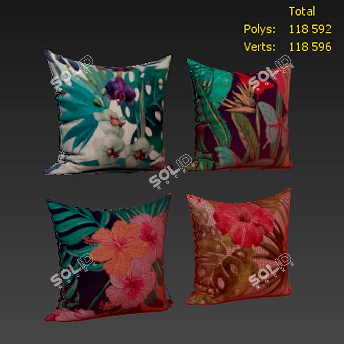 Decorative Pillow Set: 3D Model 3D model image 2