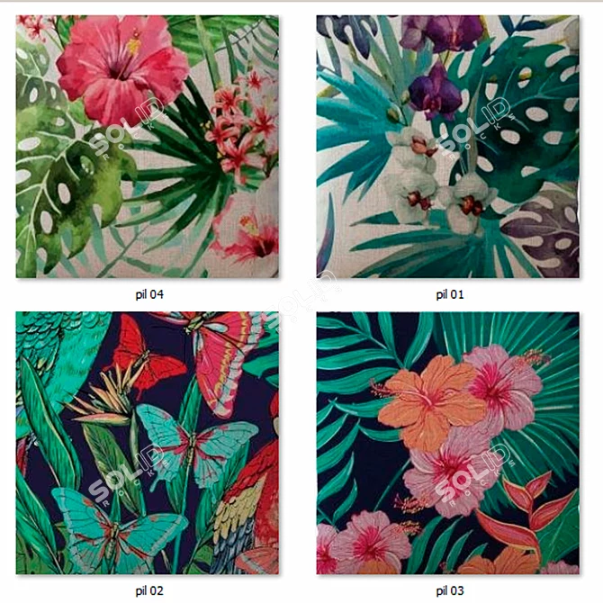 Decorative Pillow Set: 3D Model 3D model image 3