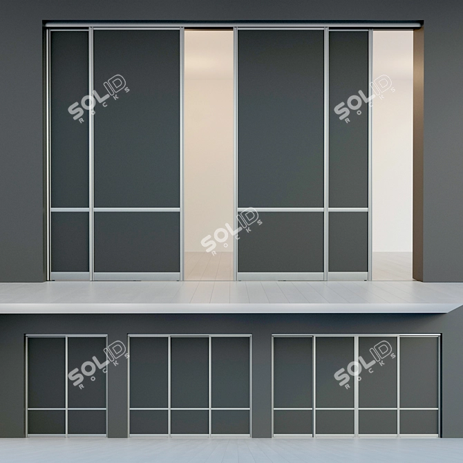 Minimalist Sliding Door - Customizable Closet Partition 3D model image 1