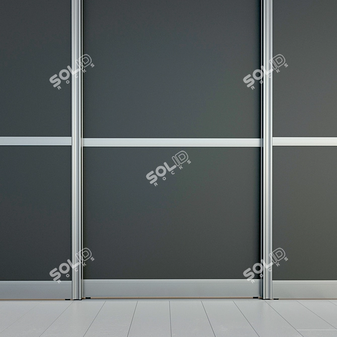 Minimalist Sliding Door - Customizable Closet Partition 3D model image 2