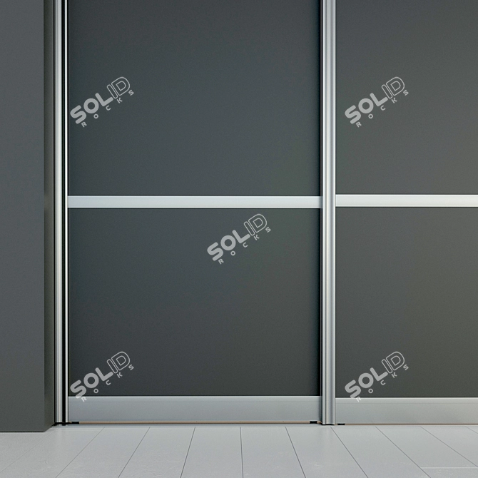 Minimalist Sliding Door - Customizable Closet Partition 3D model image 3