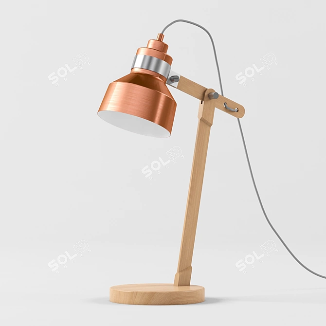 MADE Brett Lamp: Elegant Wood and Brushed Copper 3D model image 1