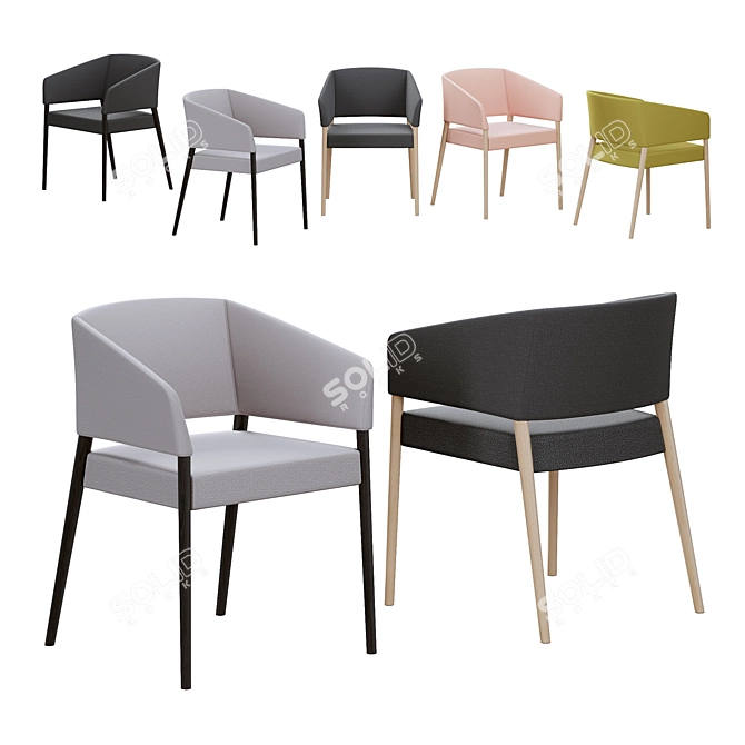 Modern MARCELA Chair - Various Finishes. 3D model image 1