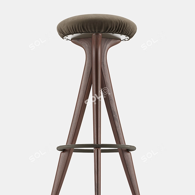 Mid-Century Modern Bar Stools Pair 3D model image 2