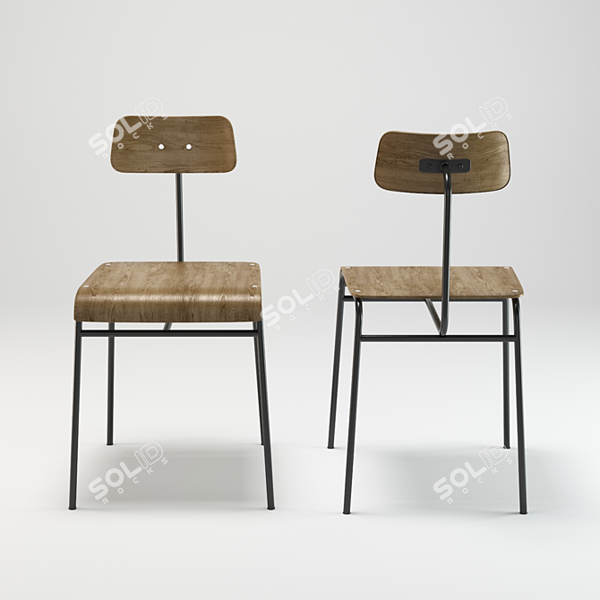 Vintage School Chair - House Doctor 3D model image 2