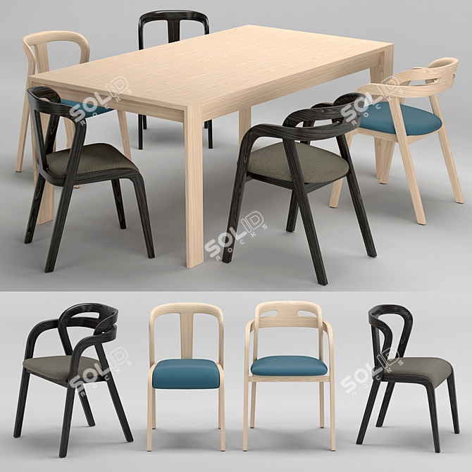 Passioni Genea Chair and Prince Table Set 3D model image 1