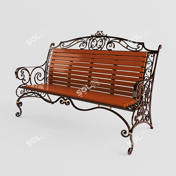 Elegant 1900mm Forged Bench 3D model image 1