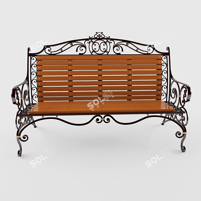 Elegant 1900mm Forged Bench 3D model image 2