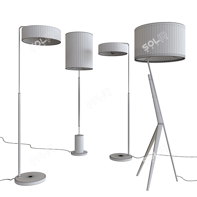 Sculptural Brazilian Design: Caldas Floor Lamp 3D model image 2