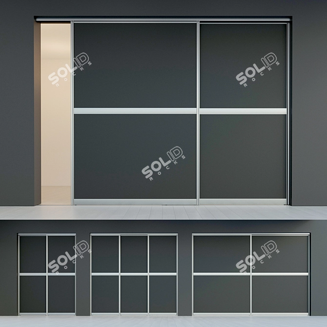 Minimalist Sliding Door Wardrobe 3D model image 1