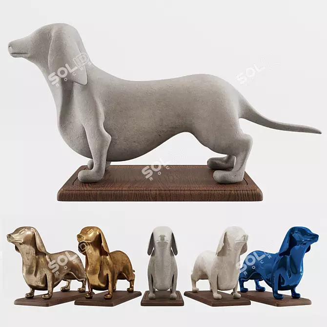 Whimsical Wiener Dog Sculpture 3D model image 1