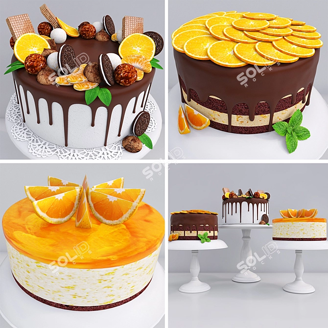 Zesty Orange Cake Collection 3D model image 2