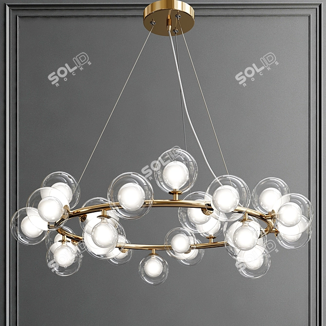 Elegant Glass Ball Chandelier 3D model image 1