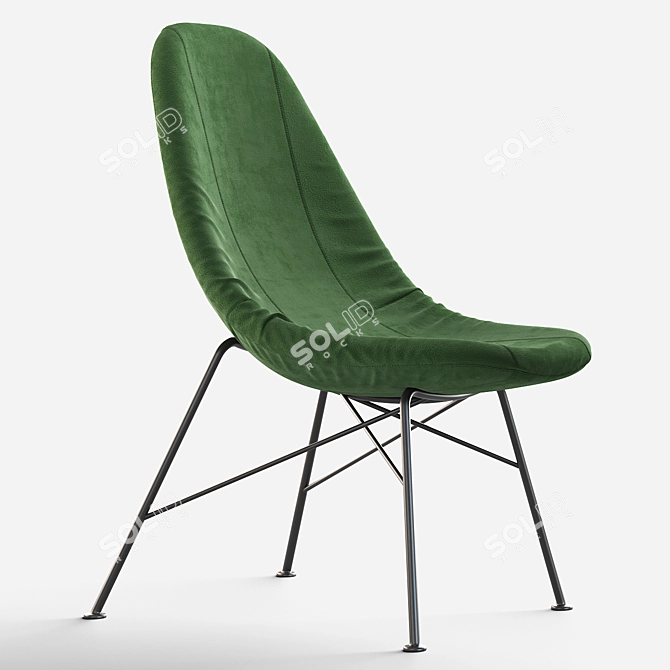 Miroslav Navratil Mid-Century High Back Chair 3D model image 1