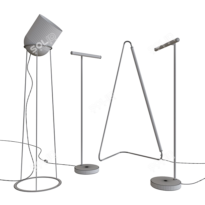 Title: Sleek LED Floor Lamp: Light Rods Bronze/Brass 3D model image 2