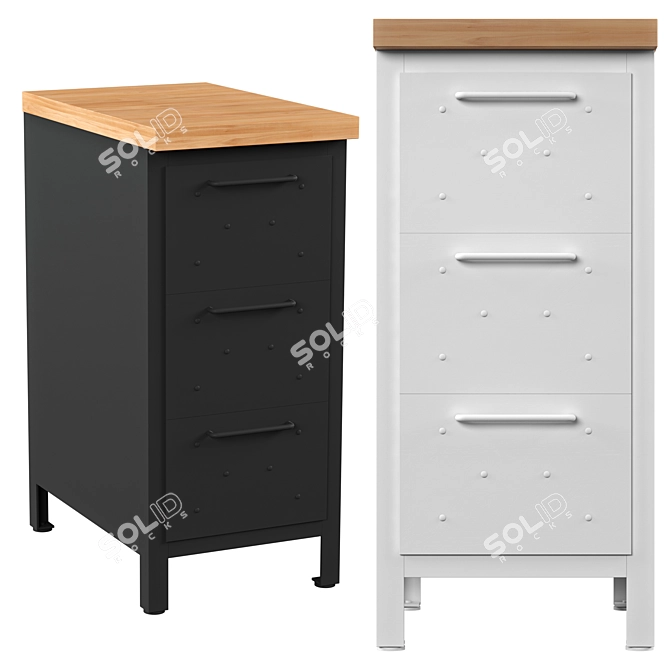 Sleek Steel Kitchen Cabinet | Noodles Noodles 3D model image 1