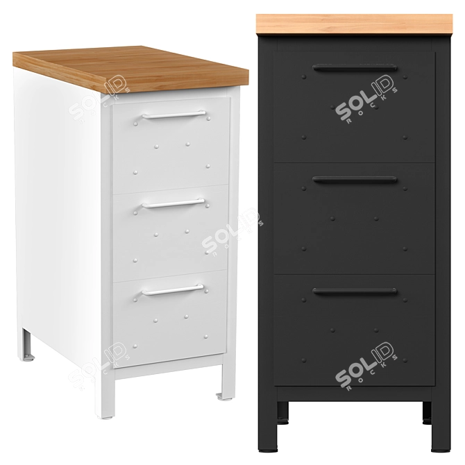 Sleek Steel Kitchen Cabinet | Noodles Noodles 3D model image 2