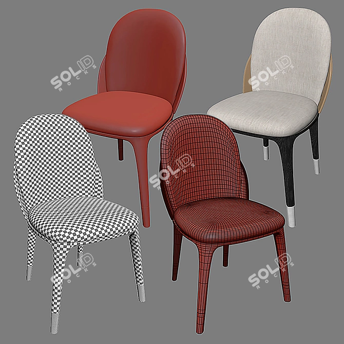 Modern Dark Oak Chair 001 3D model image 3