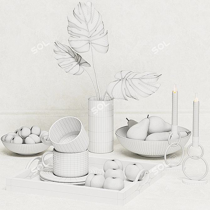 Modern Kitchen Decor Set 3D model image 3