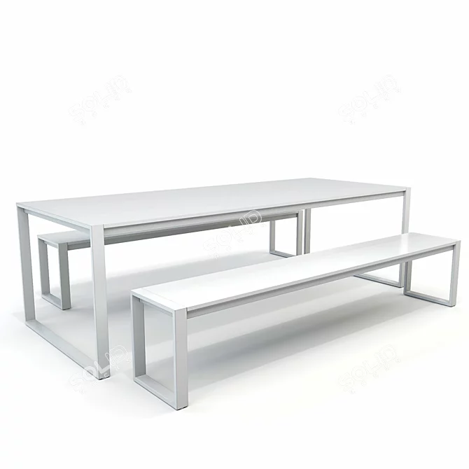 Eos Communal Set: Table + Bench 3D model image 2