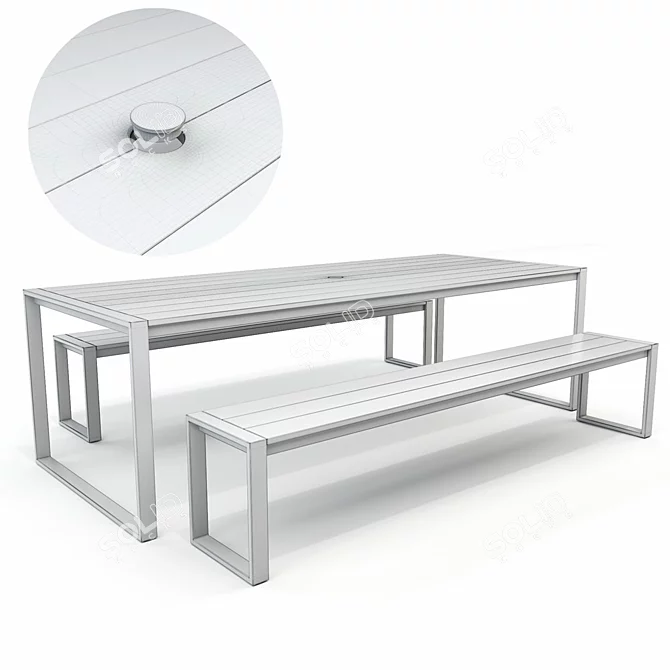 Eos Communal Set: Table + Bench 3D model image 3