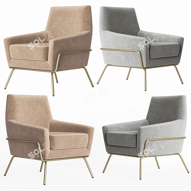 Velvet Amsterdam Armchair 3D model image 1