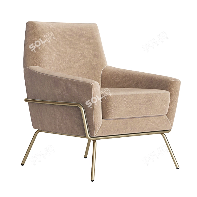 Velvet Amsterdam Armchair 3D model image 2