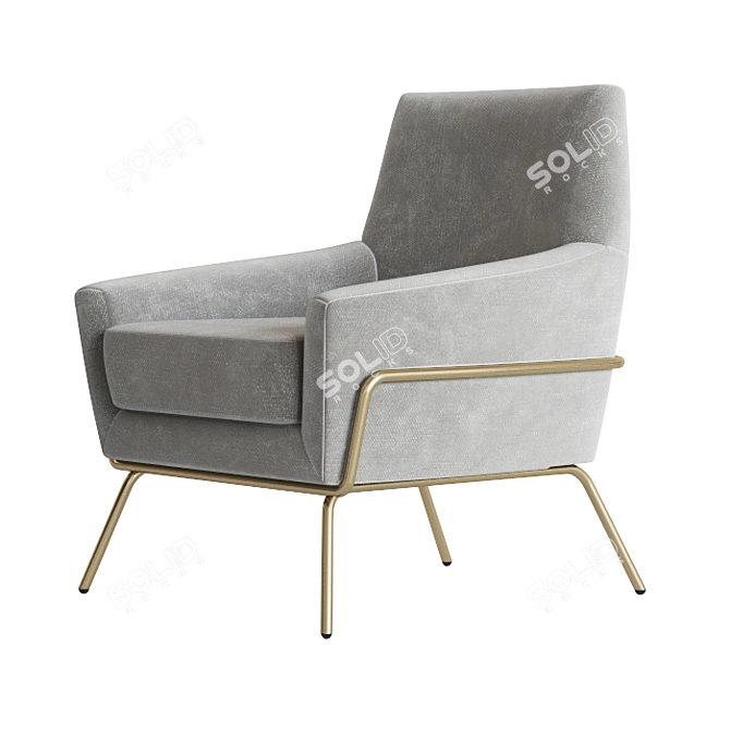Velvet Amsterdam Armchair 3D model image 3