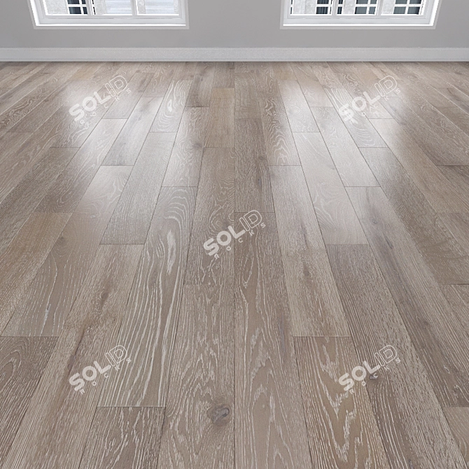 Oak Parquet Flooring: Herringbone, Linear, Chevron 3D model image 1