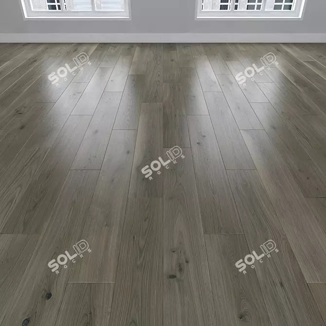 Oak Parquet Flooring: Herringbone, Linear, Chevron 3D model image 1