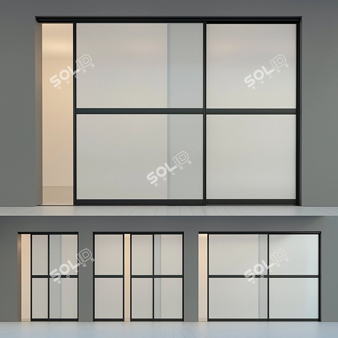 Versatile Sliding Partition Door 3D model image 1